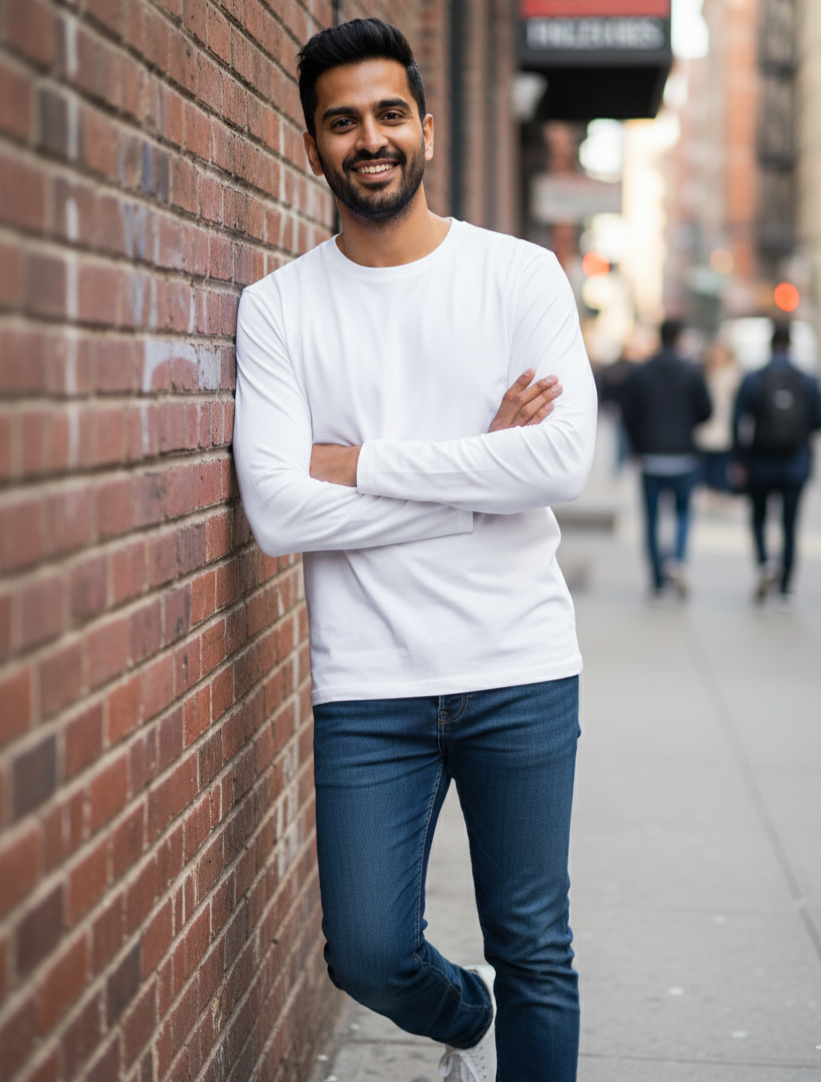 White Full Sleeve T-Shirt