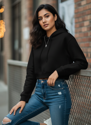 Black Cropped Hoodie