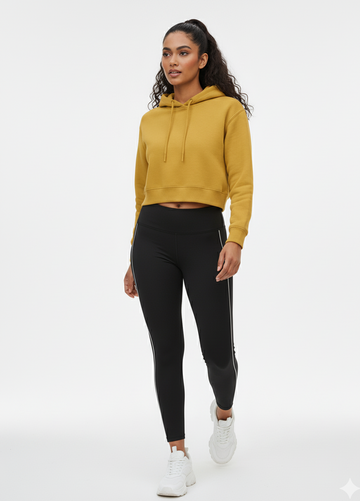 Mustard Yellow Cropped Hoodie