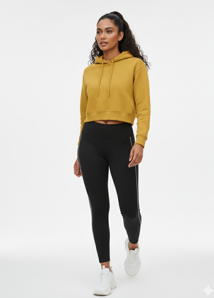 Mustard Yellow Cropped Hoodie