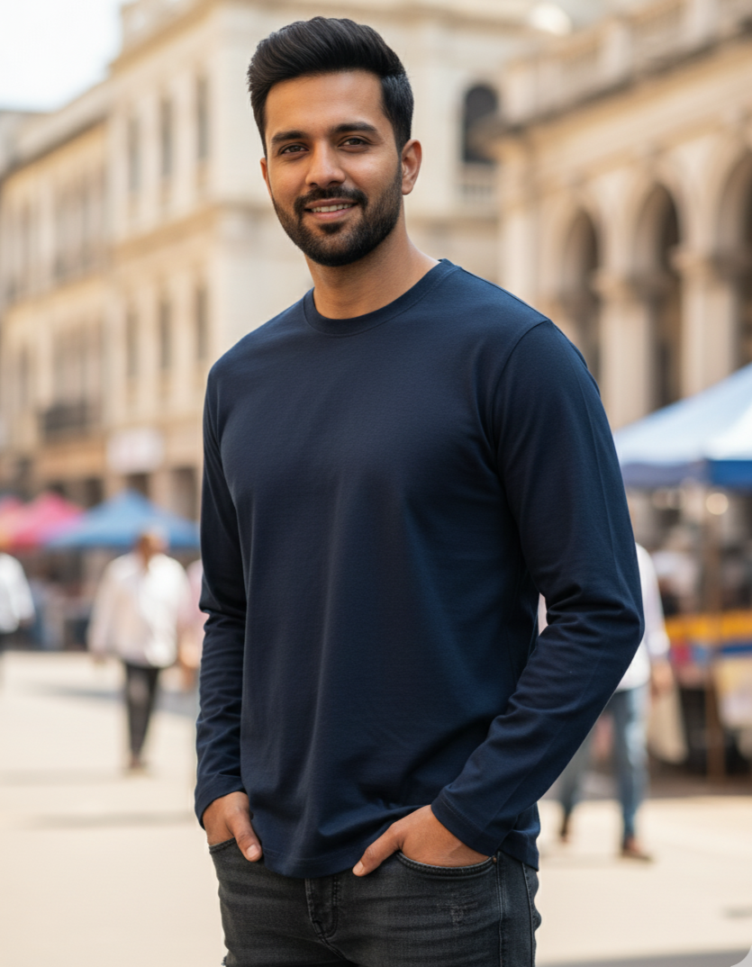 Navy Blue Full Sleeve T-Shirt
