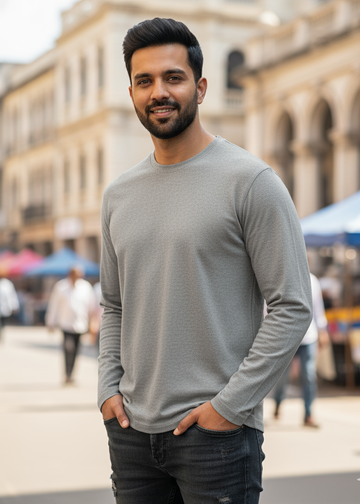Grey Full Sleeve T-Shirt