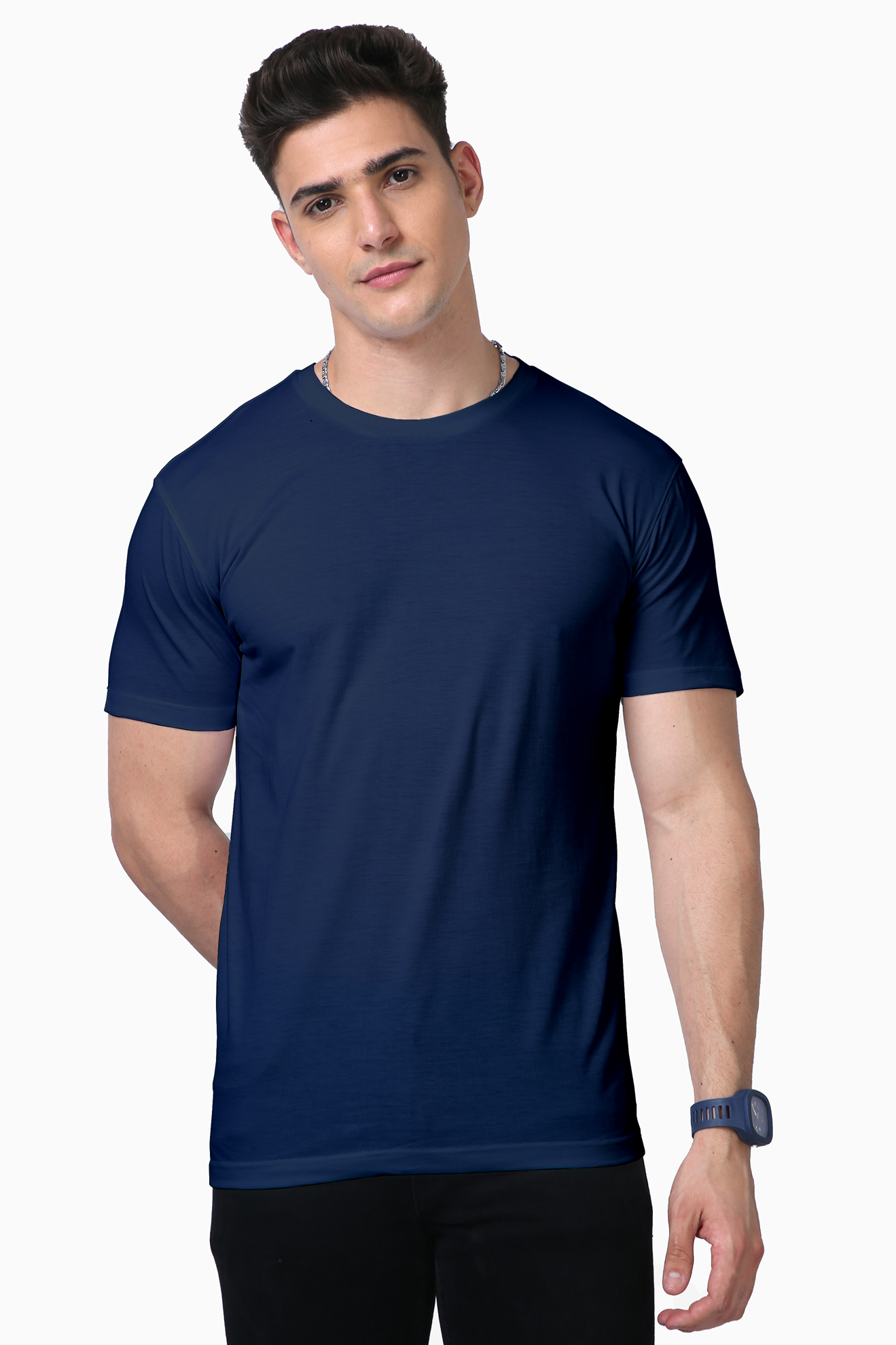 Navy Blue Solid Vibe Supima Cotton T-Shirt