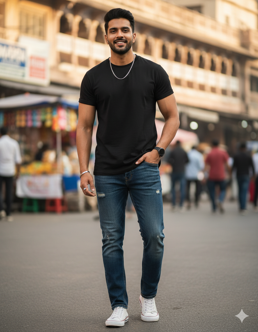 Black Silhouette Classic Stretch T-shirt