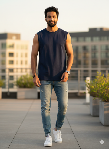Navy Blue CoreFlex Sleeveless T-Shirt