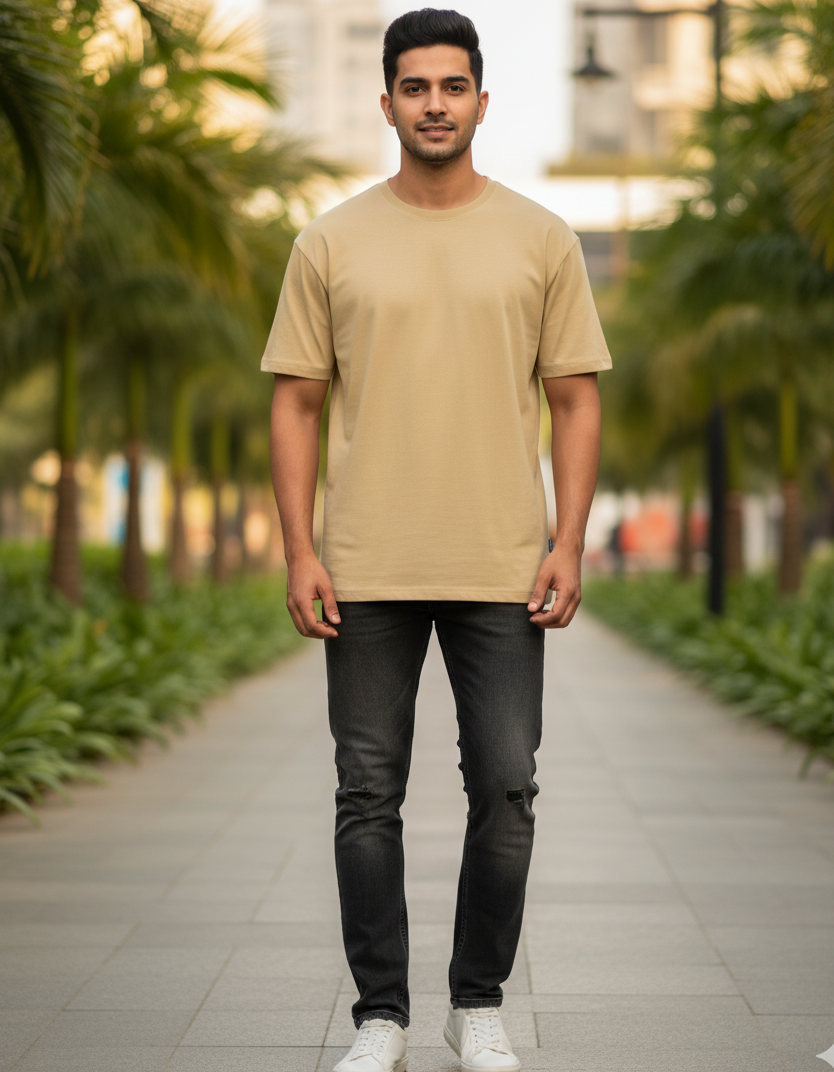 Beige Core Classic Crew T-Shirt