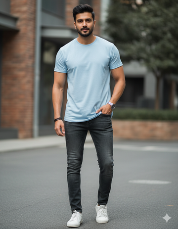 Light Blue Silhouette Classic Stretch T-shirt