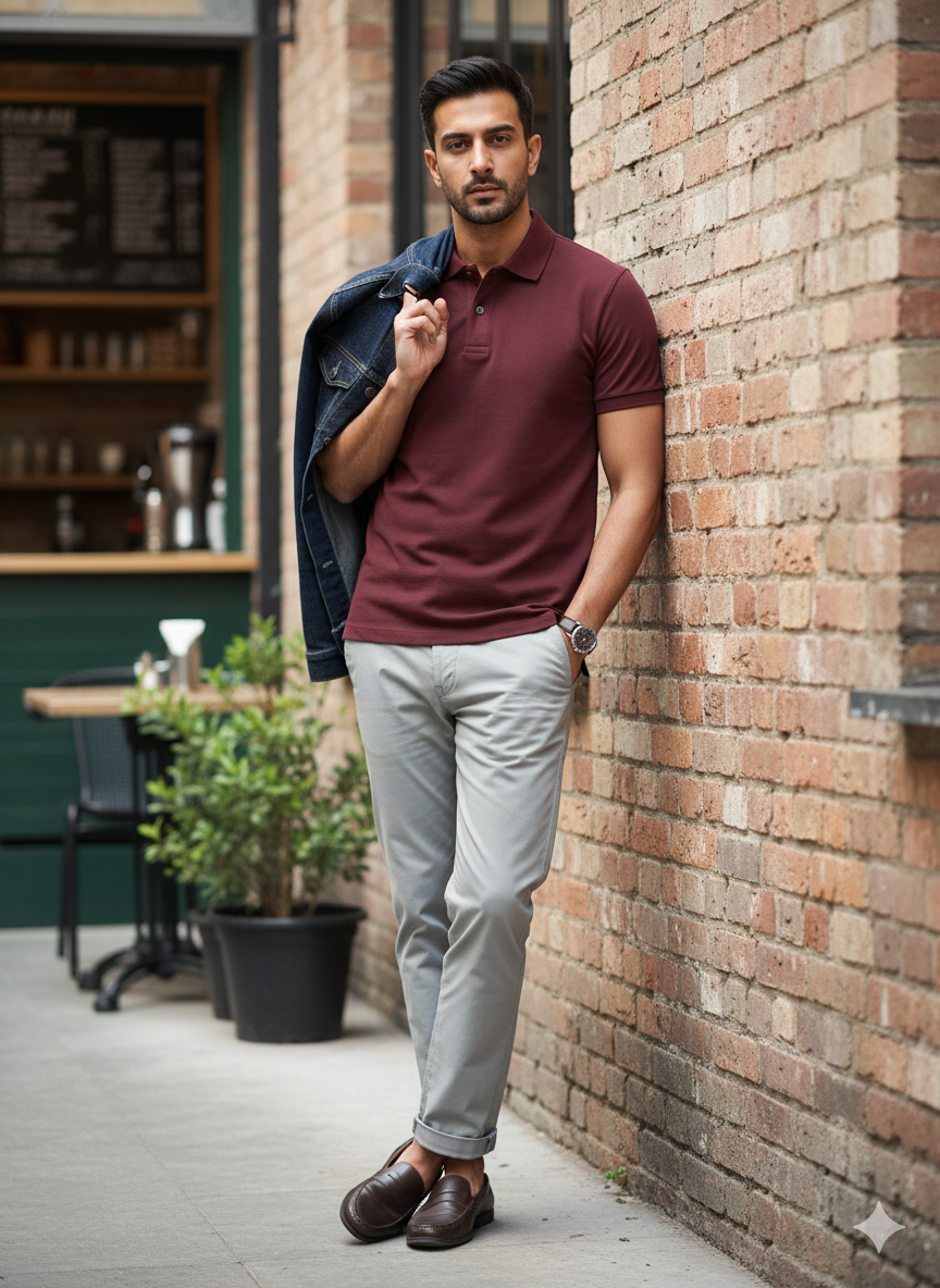 Le Polo Classique T-shirt - Maroon