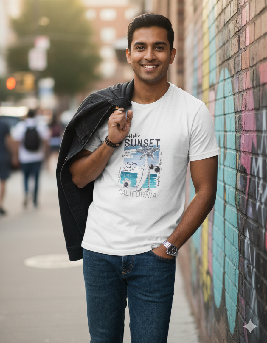 Hello Sunset Silhouette Classic Stretch T-shirt