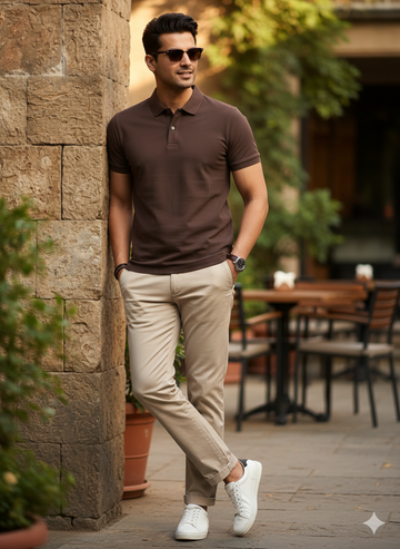 Le Polo Classique T-shirt - Coffee Brown