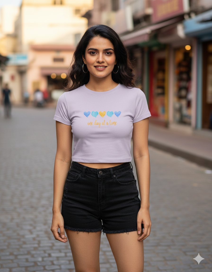 Yellow Heart Crop Tee